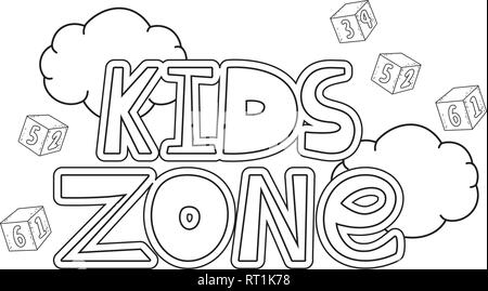 Happy Kids Zone Wort label in den Wolken Stock Vektor