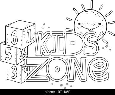 Bausteine zahlen Spielzeug mit Sun Kawaii Stock Vektor