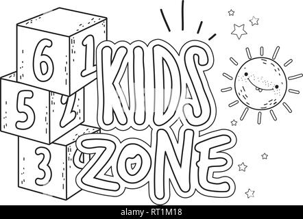 Bausteine zahlen Spielzeug mit Sun Kawaii Stock Vektor