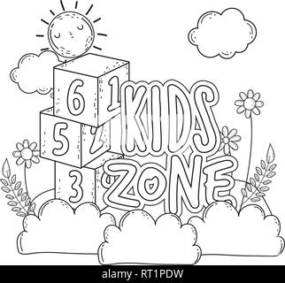 Bausteine zahlen Spielzeug mit Sun Kawaii Stock Vektor