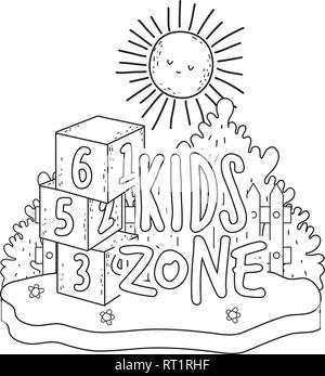 Bausteine zahlen Spielzeug mit Sun Kawaii Stock Vektor