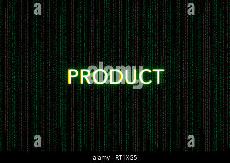 Produkt, Stichwort von Scrum, auf grüner matrix Hintergrund, Entwicklung Stockfoto