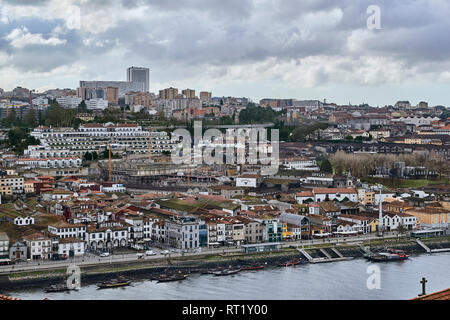 Luftaufnahme von Vila Nova Gaia aus der Sicht Oporto, Portugal, Europa Stockfoto