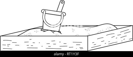 Sandkasten mit Schaufel Kids Zone Szene Stock Vektor