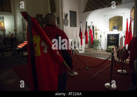 Grab des ermordeten Bürgermeister von Danzig, Pawel Ottar, in der Marienkirche in Danzig, Polen. 13. Februar 2019, einen Monat nach Pawel Ottar war Stab Stockfoto