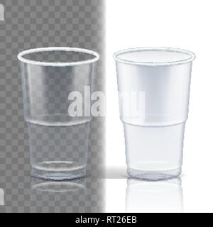 Schale aus Kunststoff transparente Vektor. Vorlage Container. Getränke Tasse. Einweggeschirr deutlich leerer Behälter. Kalt oder Warm essen trinken. 3D-isoliert Stock Vektor