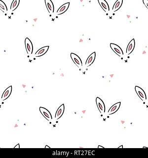 Osterhase Symbol doodle nahtlose Muster Vector Illustration auf weißem Hintergrund. Stock Vektor