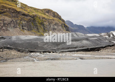 Gletscher, Gletscherzunge, Getscherfluß, Gletscherfluss, Skaftafellsjökull, Nationalpark Skaftafell, Vatnajökull-Nationalpark, Südwest Island Stockfoto