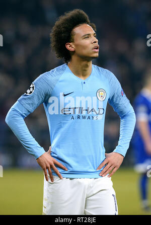 Deutscher Spieler Leroy Sane von Manchester City im Hinspiel der Champions League rund bei Schalke 04. Stockfoto