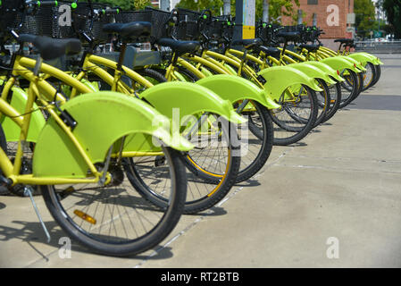 Buenos Aires, Argentinien - 16 Feb, 2017: Stadt parken Der Ecobici Leihfahrräder. Stockfoto