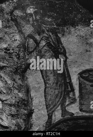 Erich Andres /-in den Katakomben von Rom, die in den 1950er Jahren: eine alte Darstellung des Apostel Paulus in der domitilla Katakombe. 511/15 Stockfoto