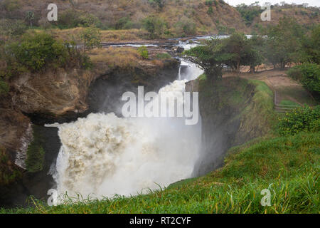 Top der Murchison Falls auf der Victoria Nil im Murchison Falls National Park, Northern Uganda, Ostafrika Stockfoto