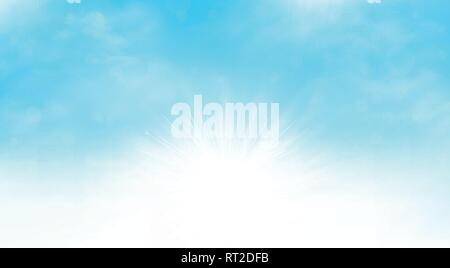 Sommer Hintergrund von sunburst blue sky breite Szene Artwork. Sie für Ad, Poster verwenden können, bewölkten Tag drucken, Cover Design. Illustration Vector EPS 10. Stock Vektor
