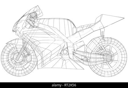 Sport Motorrad technische wire-frame. EPS 10-Format. Vektor erstellt von 3d Stock Vektor