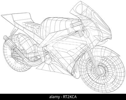 Sport Bike technische wire-frame. EPS 10-Format. Vektor erstellt von 3d Stock Vektor