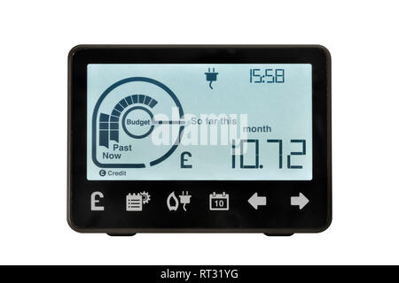 Smart Meter, Vereinigtes Königreich. Ein elektronisches Gerät zur Aufzeichnung und Überwachung der Verbrauch von Elektrizität im Haus. Stockfoto