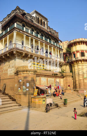 Ganga Mahal Ghat, Varanasi, Indien Stockfoto