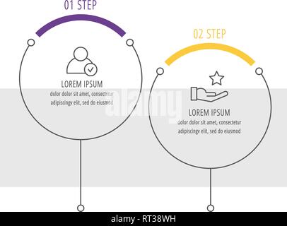 Moderne und einfache flache Vector Illustration. Infografik Vorlage mit zwei Kreise, Elemente, Sektoren und Prozentsätzen. Für Unternehmen entwickelt. Stock Vektor