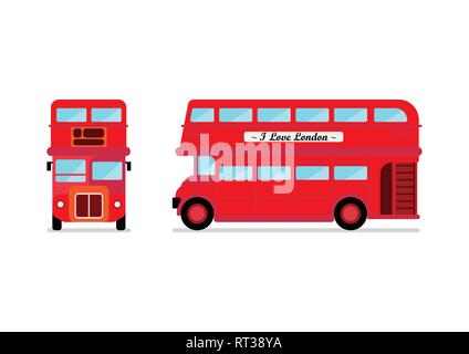 London City Bus Vorder- und Seitenansicht. Vector Illustration Stock Vektor