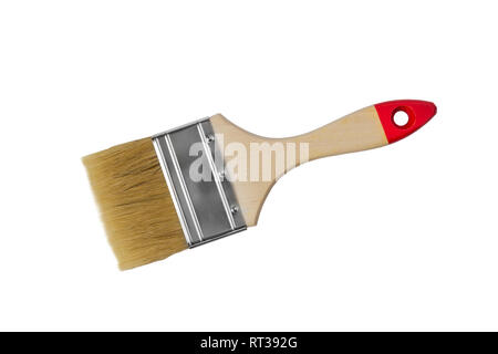 Pinsel mit einem hölzernen auf weißem Hintergrund Griff isoliert Stockfoto
