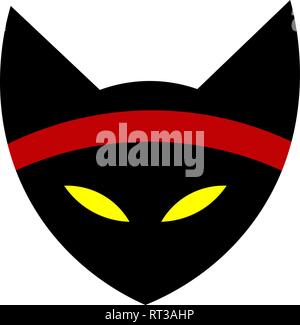 Japan cat Fox Logo, Symbol. Katze ninja Illustration Vektor. Eine Katze mit einer Bandage. Martial Arts. Stock Vektor