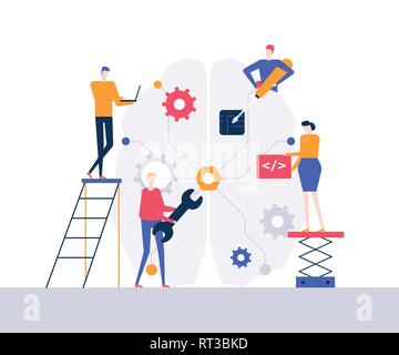 Künstliche Intelligenz - flaches Design Style farbige Abbildung Stock Vektor