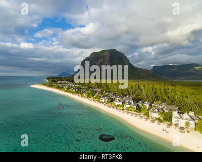 Mauritius, Südwestküste, Blick auf den Indischen Ozean, Le Morne Le Morne Brabant, Resort mit Strand Stockfoto