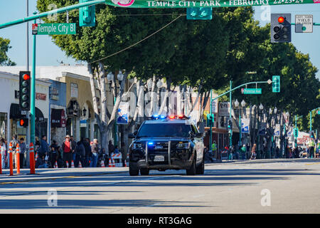 Los Angeles, FEB 23: Sheriff Polizei Auto um Tempel Stadt in die Kamelie Festival am 23.Februar, 2019 in Los Angeles, Kalifornien Stockfoto