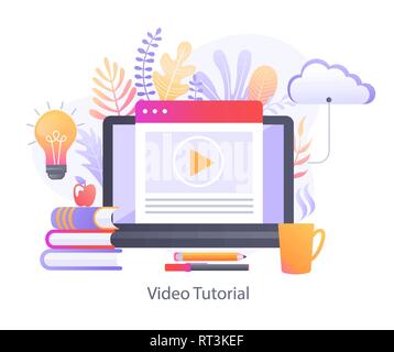 Video Tutorial für On-line-Ausbildung. Stock Vektor