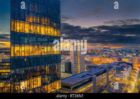 Die Hofdatun Wolkenkratzer, Reykjavik, Island Stockfoto