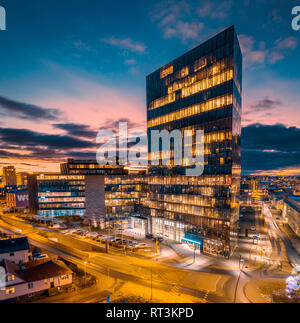 Die Hofdatun Wolkenkratzer, Reykjavik, Island Stockfoto