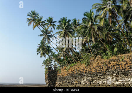 Befestigungsmauer und Ruine Struktur von Fort Revdanda in der Nähe von alibag Maharashtra Indien diese Festung bauen, die von portugiesischen Stockfoto