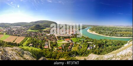 Hainburg Pano, Niederösterreich Stockfoto