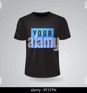 Schwarze T-Shirts mit kurzen Ärmeln mock up, Platz für Drucken Stock Vektor