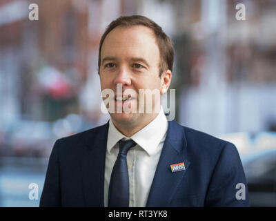 Gäste bei der BBC anreisen, für die Andrew Marr Show, London, UK Mit: Matt Hancock MP Wo: London, Vereinigtes Königreich, wenn: 27 Jan 2019 Credit: Wheatley/WANN Stockfoto