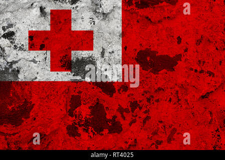 Tonga Flagge auf alte Mauer. Patriotische grunge Hintergrund. Nationalflagge von Tonga Stockfoto