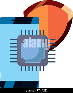 Telefon Prozessorabdeckung Datenschutz Technologie Vector Illustration Design Stock Vektor