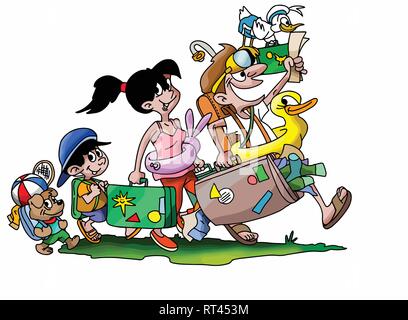 Cartoon Urlaub Mit Der Familie Stock Vektorgrafik Alamy