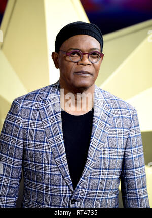 Samuel L. Jackson an der Captain Marvel europäische Premiere im Curzon Mayfair, London statt. Bild Datum: Mittwoch, 27. Februar 2019. Foto: Ian West/PA-Kabel Stockfoto