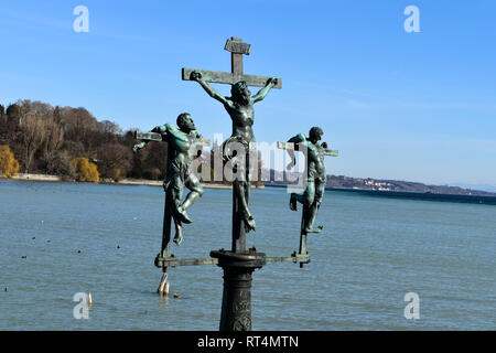 Schwedenkreuz Kreuz, Eintritt zur Insel Mainau, Bodensee. Stockfoto