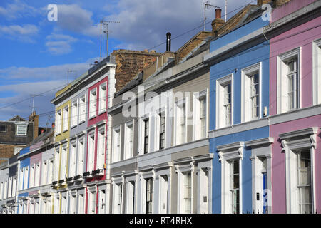 Bunte Häuser, Architektur, Notting Hill, London, England, Vereinigtes Königreich Stockfoto