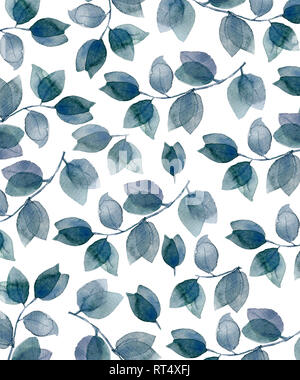 Grünes Blatt hintergrund Aquarell blumen Clipart für einladen, Feier, Geburtstag, Hochzeit Karte auf weißem Hintergrund. Stockfoto