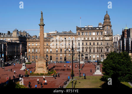 Luftaufnahme des George Square von Glasgow City Chambers, Schottland, Großbritannien Stockfoto