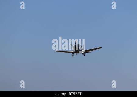 Tucano Trainer, an RAF Valley, Anglesey, Nordwales Stockfoto