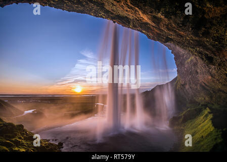 Der Wasserfall Seljalandsfoss, Island. Stockfoto