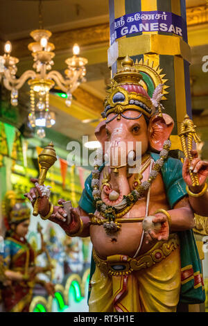 Hindu Gott Ganesh, Sri Maha Mariamman Tempel, Georgetown, Penang, Malaysia. Stockfoto