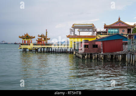 Hean buh Thean Tempel, Kauen Jetty, Pfahlbauten, Georgetown, Penang, Malaysia Stockfoto