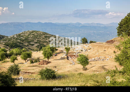 Griechenland, Peloponnes, Arcadia, Lykaion, antiken Ausgrabungsstätte unter Berg Profitis Ilias Stockfoto