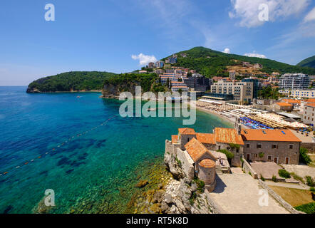 Montenegro, Adria, Budva, Altstadt und City Beach Stockfoto