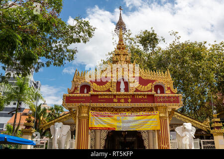 Eingang Dhammikarama Burmese Buddhist Temple, Georgetown, Penang, Malaysia Stockfoto